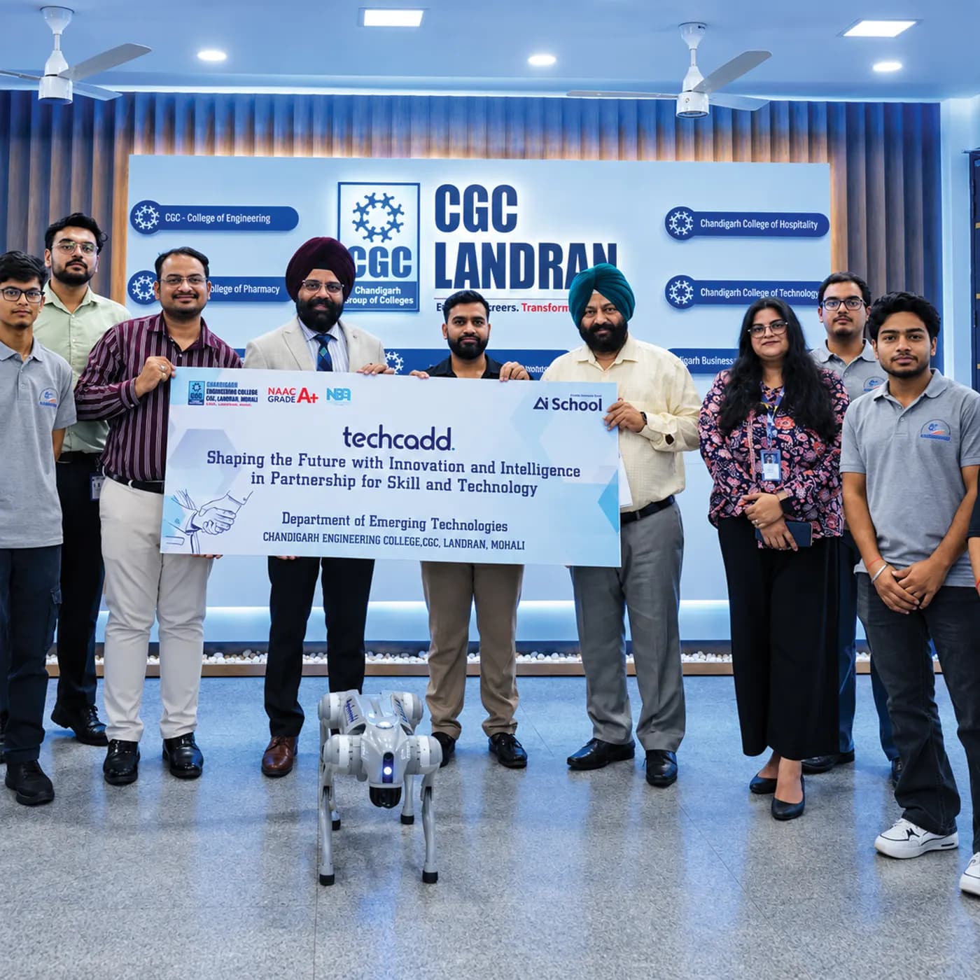 techcadd and CGC Landran teams with the partnership banner